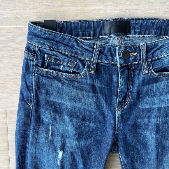 VINCE Skinny Deconstructed Jeans Dark Crimson - Picture 2 of 7